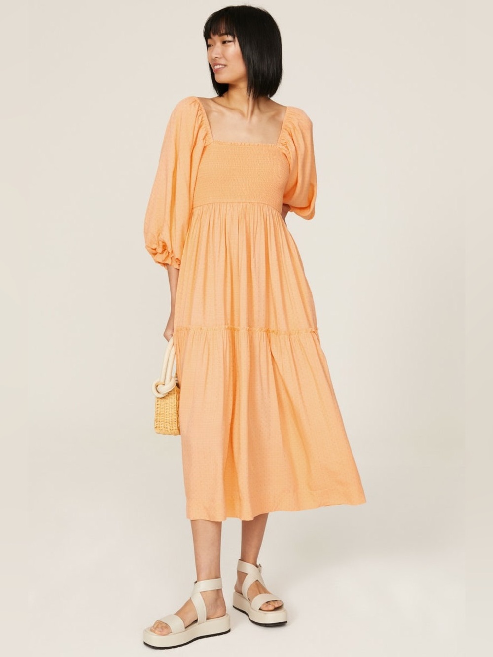 Louna Orange Midi Dress